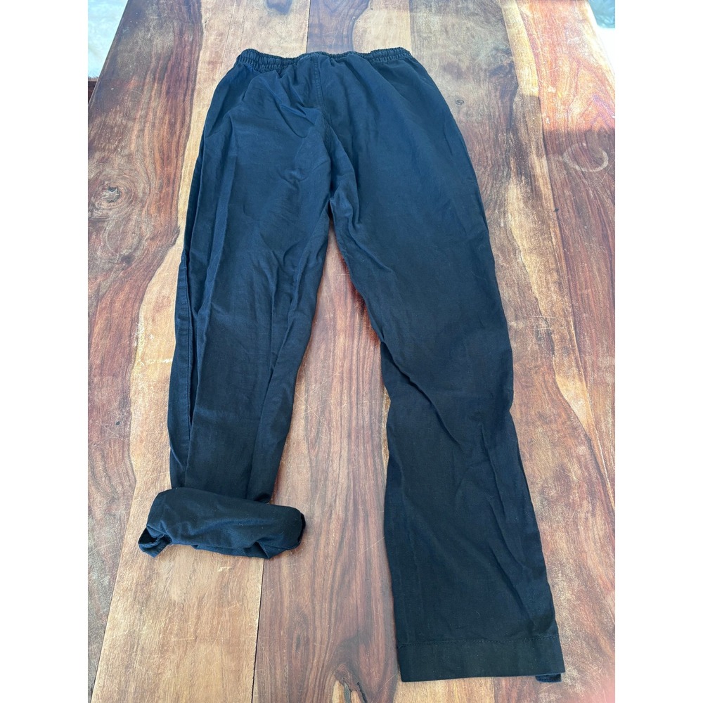 JOE FRESH linen blend pants women size M black elastic drawstring waist casual